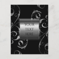 Elegante Floral de Vidro de Prata Preto e Faux