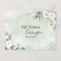 Elegante Floral Dourado Profissional Verde Obrigad