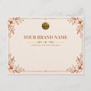 Cartão Postal Elegante Folha de Envio Floral em Dourado Rosa