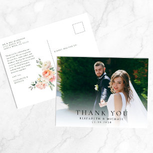 Cartão Postal Elegante Foto de Água-forte Floral de Casamento Ag