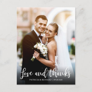 Cartão Postal Elegante Foto de Amor e Agradecimento Obrigado Cas