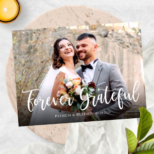 Cartão Postal Elegante Foto de Casamento Agradecida para Sempre
