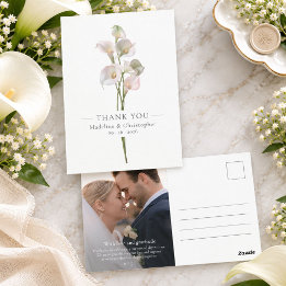 Cartão Postal Elegante Foto de Casamento de Lírio de Calla Agrad