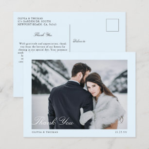 Cartão Postal Elegante Foto Do Casamento no inverno Azul Ice Obr