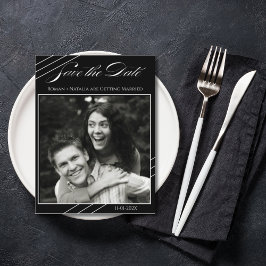 Cartão Postal Elegante Foto Minimalista Preto Branco Salve a Dat