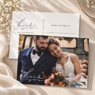 Cartão Postal Elegante Fotografia de Casamento Agradecimento