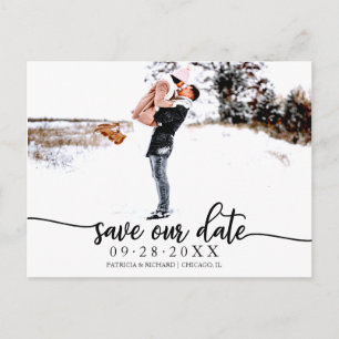 Cartão Postal Elegante Fotografia de Casamento com Caligrafia pa