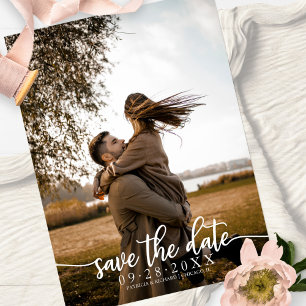 Cartão Postal Elegante Fotografia de Casamento com Caligrafia pa