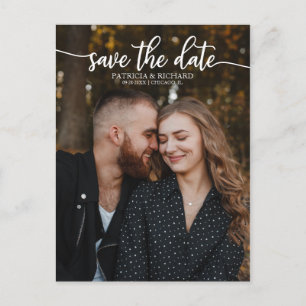 Cartão Postal Elegante Fotografia de Casamento com Caligrafia pa