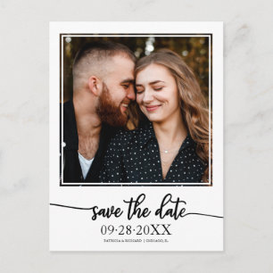 Cartão Postal Elegante Fotografia de Casamento com Letra Preta p