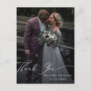 Cartão Postal Elegante Fotografia de Casamento Obrigado com Cali