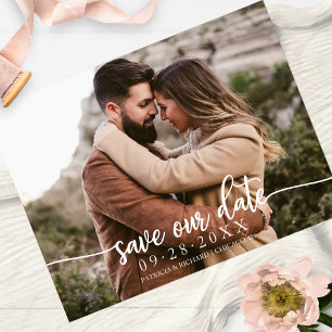 Cartão Postal Elegante Fotografia de Chamada de Casamento Salve