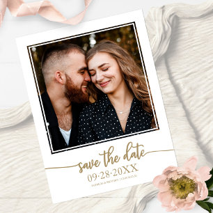 Cartão Postal Elegante Fotografia de Save The Date de Casamento