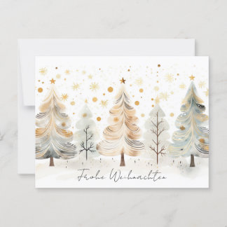 Cartão Postal Elegante goldene und grüne Weihnachtsbäume