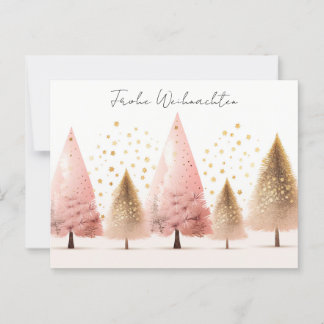 Cartão Postal Elegante goldene und pinke Weihnachtsbäume