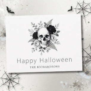 Cartão Postal Elegante Halloween de Caveira Gótica