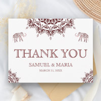Elegante Henna Burgundy Casamento Indiano Obrigado