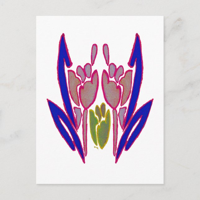 Cartão Postal Elegante Impressão de Arte em Aquarela de Rosa (Frente)