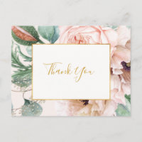 Elegante Jardim Floral Tom de Rosa | Agradecimento