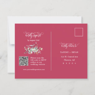 Cartão Postal Elegante Magenta Green deixa endereço de código QR