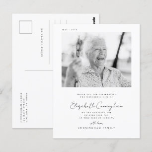 Cartão Postal Elegante Memorial Funeral Simples Moderno Chic Fot