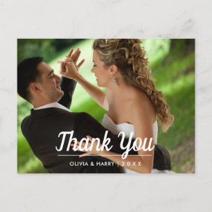 Cartão Postal Elegante Modern Cartaz de casamento Obrigado