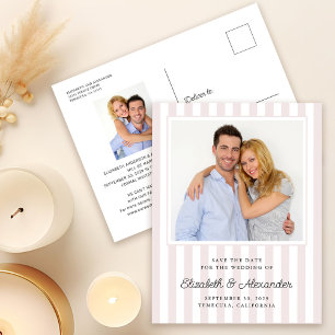 Cartão Postal Elegante Moderno com Listras Foto Casamento Salvar