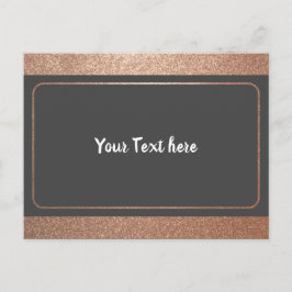 Cartão Postal Elegante Moldura de Borda em Dourado Rosa Simples