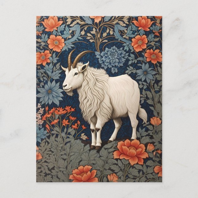 Cartão Postal Elegante Mountain Goat William Morris Inspirado (Frente)