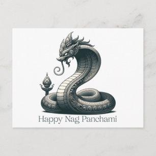 Cartão Postal Elegante Naga Panchami Cobra