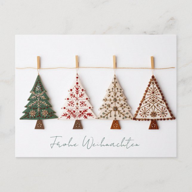 Cartão Postal Elegante Nordic Style Weihnachtsbäume (Frente)