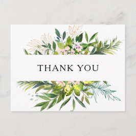 Cartão Postal Elegante Olive Greenery Casamento Obrigado Cartão-