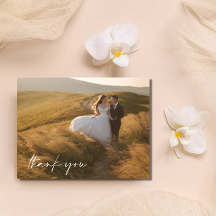 Cartão Postal Elegante Orçamento de Foto de Casamento Obrigado S