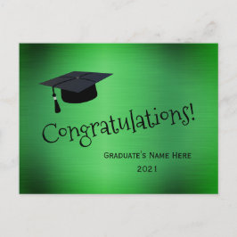 Cartão Postal Elegante Ouro Verde Graduação Parabéns