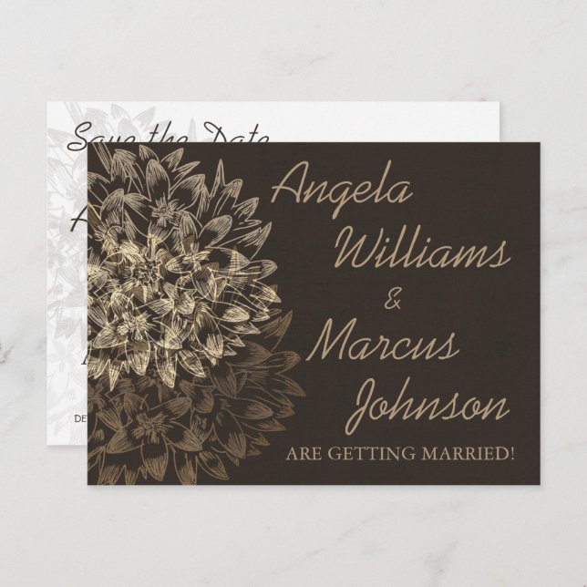 Cartão postal elegante para salvar a data (Frente/Verso)