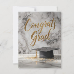 Cartão Postal Elegante "Parabéns Graduado" com Gorro de Formatur