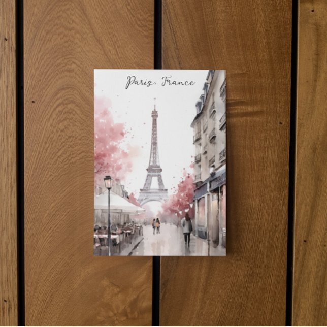 Cartão Postal Elegante Paris França Torre Eiffel Pintura (Paris France Romantic Travel Postcard)