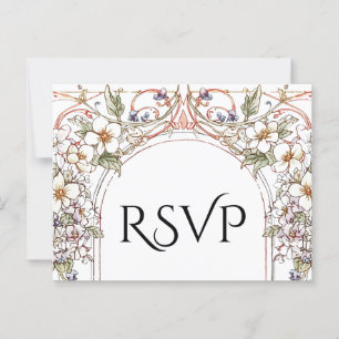 Cartão Postal Elegante Pastel Vintage Arch Floral Casamento RSVP