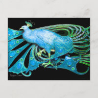 ELEGANTE PEACOCK NO TEAL AZUL PRETO