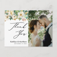 Elegante Peony Floral Greenery Casamento Obrigado