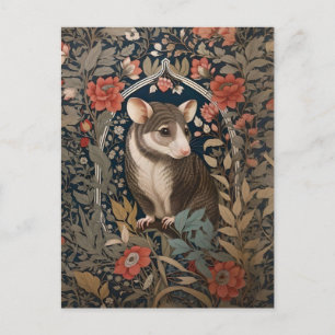 Cartão Postal Elegante Possum William Morris Inspirou Floral