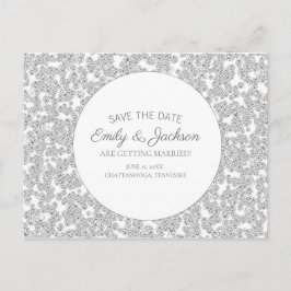 Cartão Postal Elegante Prata Diamante Brilho Casamento Salvar Da