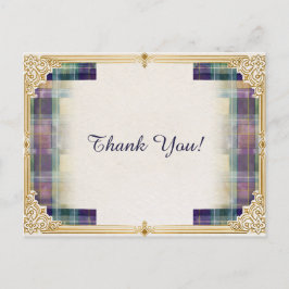 Cartão Postal Elegante Quadro Dourado Xadrez Obrigado