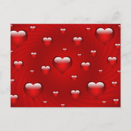 Cartão Postal Elegante Red Hearts Love Namorados