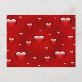 Cartão Postal Elegante Red Hearts Love Namorados