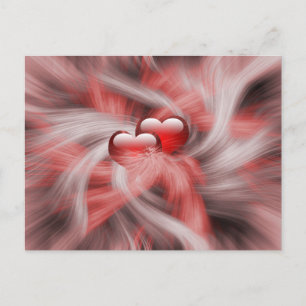 Cartão Postal Elegante Red Hearts Love Namorados