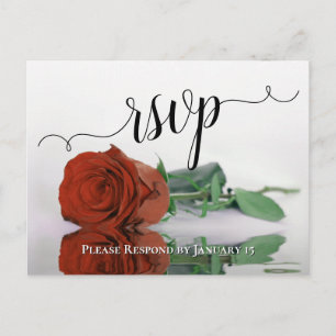 Cartão Postal Elegante Refletindo Rust Orange Rosa Wedding RSVP
