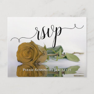 Cartão Postal Elegante Resposta de Casamento Rosa Dourada Reflex