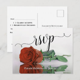 Cartão Postal Elegante Resposta de Casamento Rosa Laranja Reflex