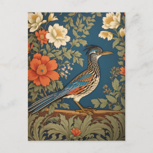 Cartão Postal Elegante Roadrunner Bird William Morris Inspirou